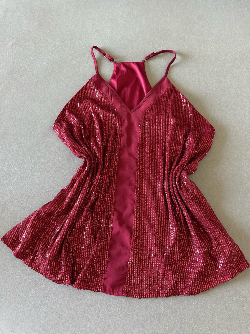 Burgundy Sequined V-Neck Racerback Party Top